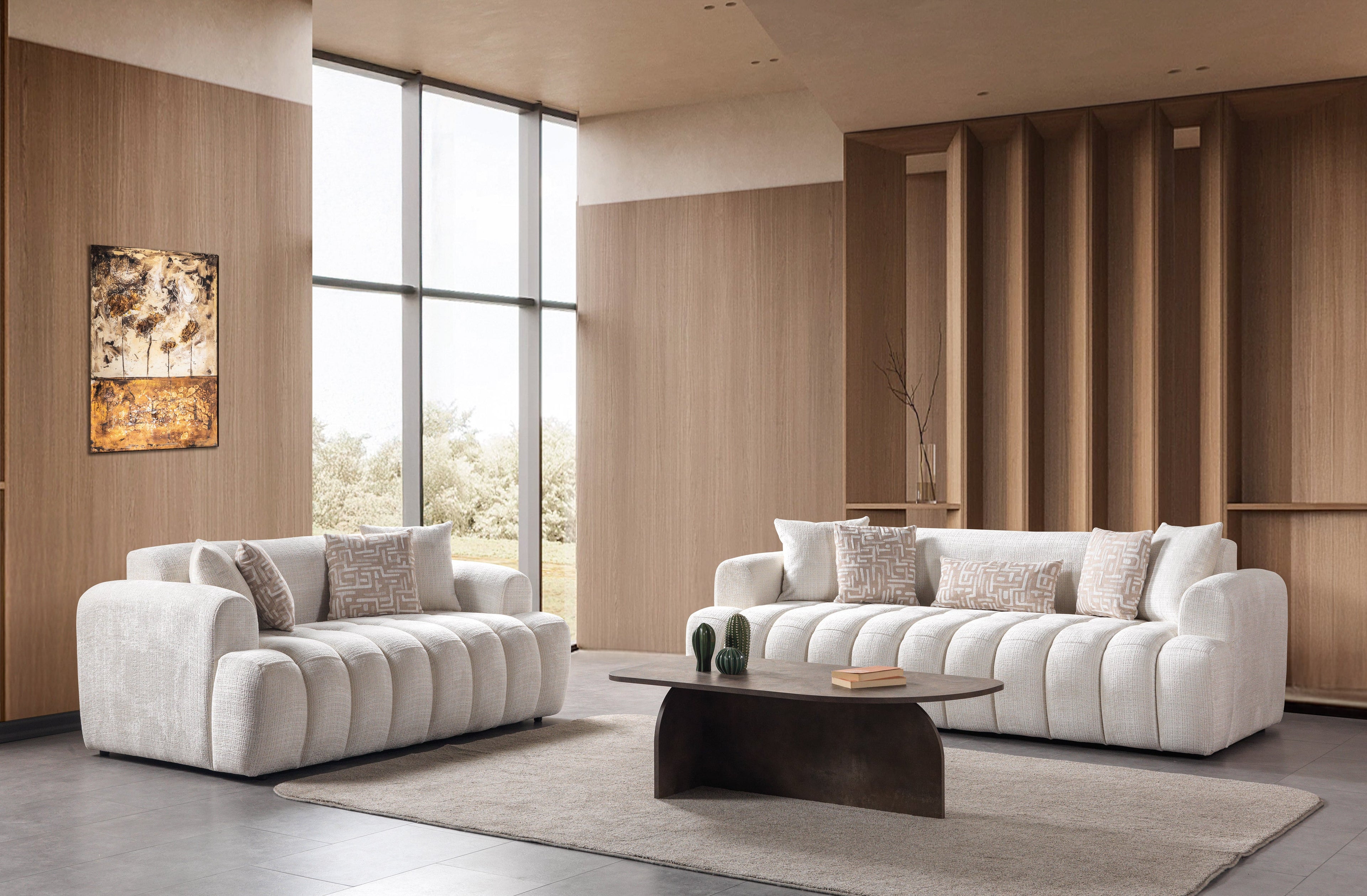 Yulia Ivory Boucle Sofa &amp; Loveseat [ETA: 11/5] - YULIAIVB-SL