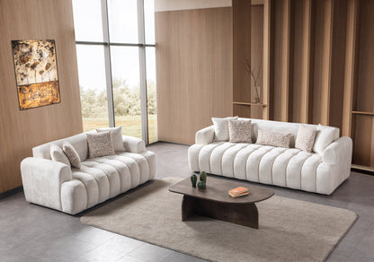 Yulia Ivory Boucle Sofa &amp; Loveseat [ETA: 11/5] - YULIAIVB-SL