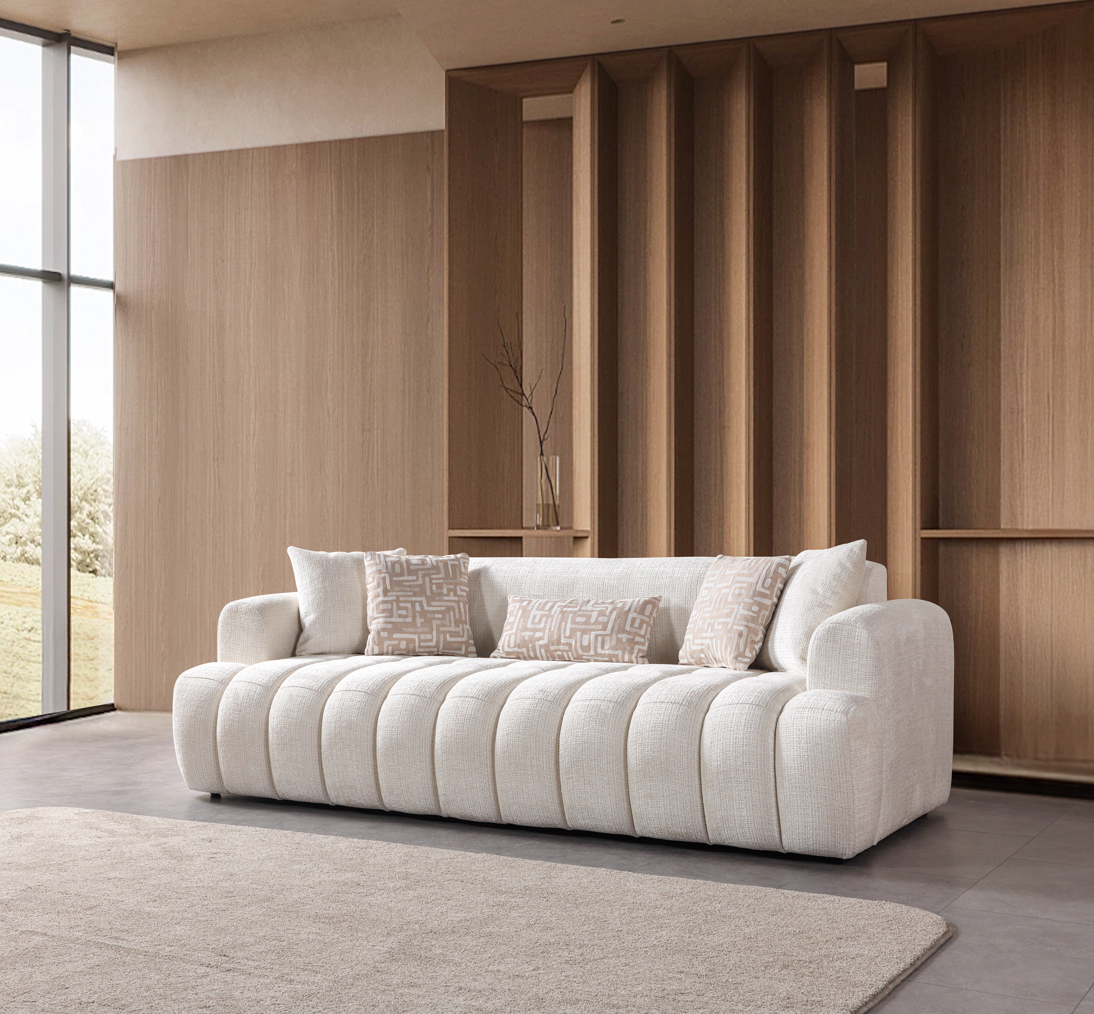 Yulia Ivory Boucle Sofa &amp; Loveseat [ETA: 11/5] - YULIAIVB-SL