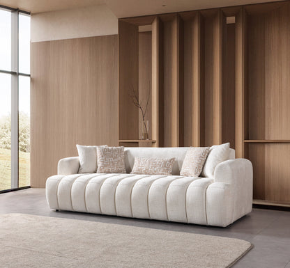 Yulia Ivory Boucle Sofa &amp; Loveseat [ETA: 11/5] - YULIAIVB-SL