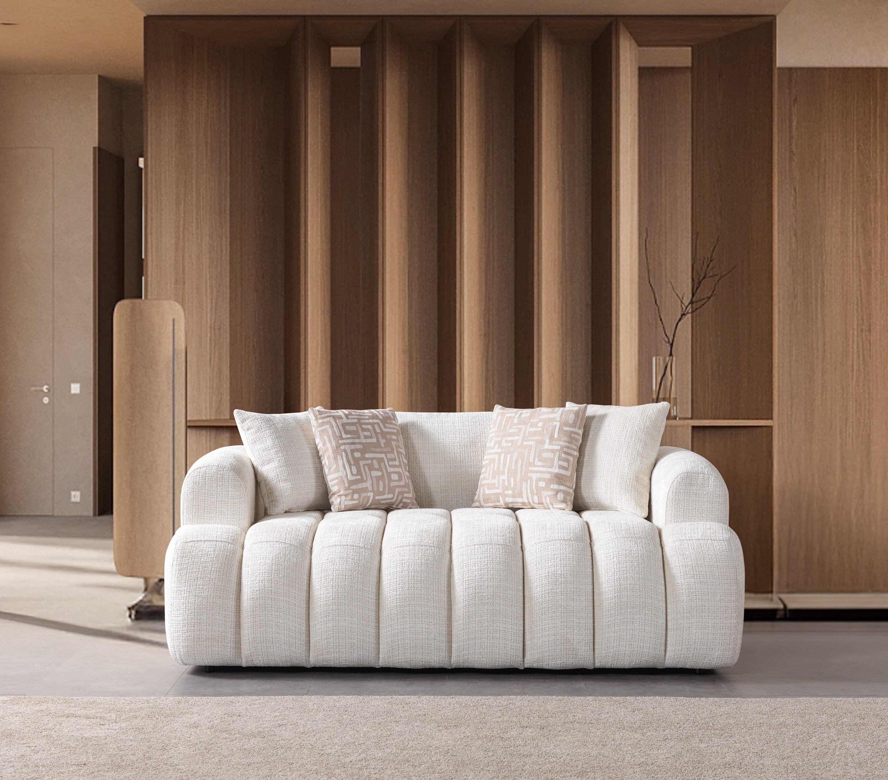 Yulia Ivory Boucle Sofa &amp; Loveseat [ETA: 11/5] - YULIAIVB-SL