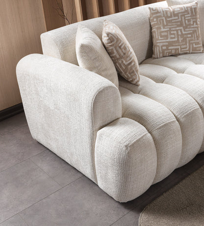 Yulia Ivory Boucle Sofa &amp; Loveseat [ETA: 11/5] - YULIAIVB-SL