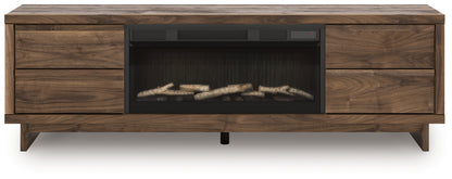 Zadilyn Brown 72" TV Stand with Electric Fireplace - W3367W1