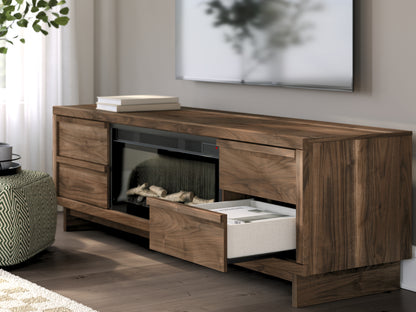 Zadilyn Brown 72" TV Stand with Electric Fireplace - W3367W1