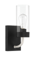 Zephyr Single Light Sconce With Clear Glass Metal Black Finish - WLL03901401