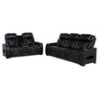 Zuma 2-piece Faux Leather Dual Power LED Sofa Set Black - 603251PP-S2