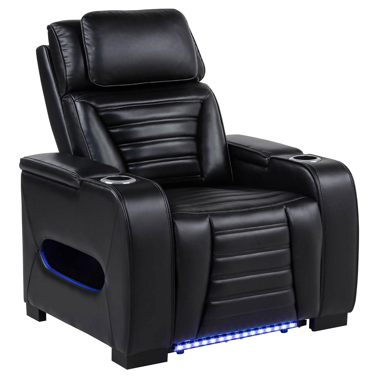 Zuma Faux Leather Upholstered Dual Power LED Recliner Black - 603253PP