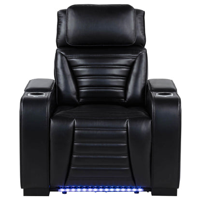 Zuma Faux Leather Upholstered Dual Power LED Recliner Black - 603253PP