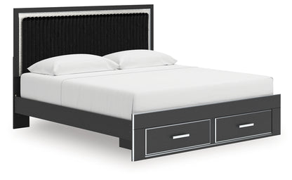 Zuraleus Black King Upholstered Panel Storage Bed - PCB3380B11