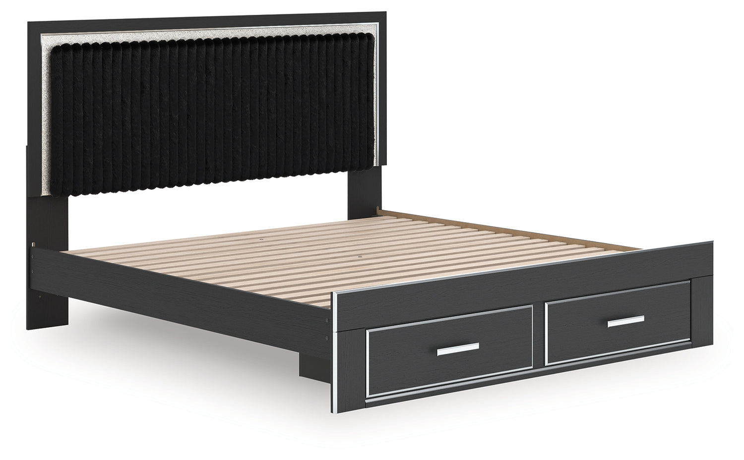 Zuraleus Black King Upholstered Panel Storage Bed - PCB3380B11