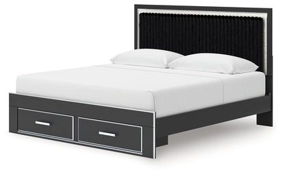 Zuraleus Black King Upholstered Panel Storage Bed - PCB3380B11