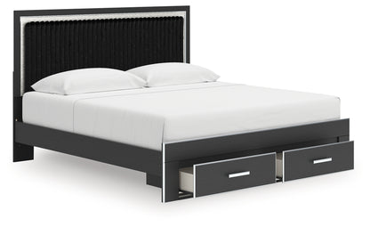 Zuraleus Black King Upholstered Panel Storage Bed - PCB3380B11