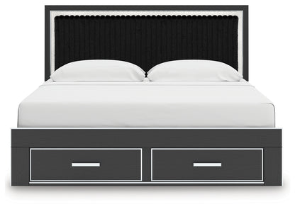 Zuraleus Black King Upholstered Panel Storage Bed - PCB3380B11