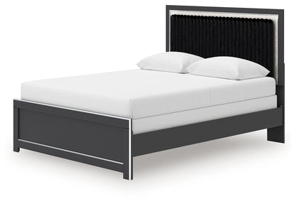 Zuraleus Black Queen Upholstered Panel Bed - PCB3380B6