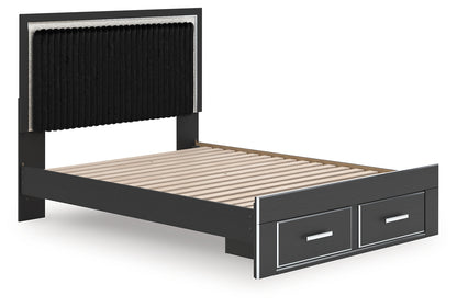 Zuraleus Black Queen Upholstered Panel Storage Bed - PCB3380B4