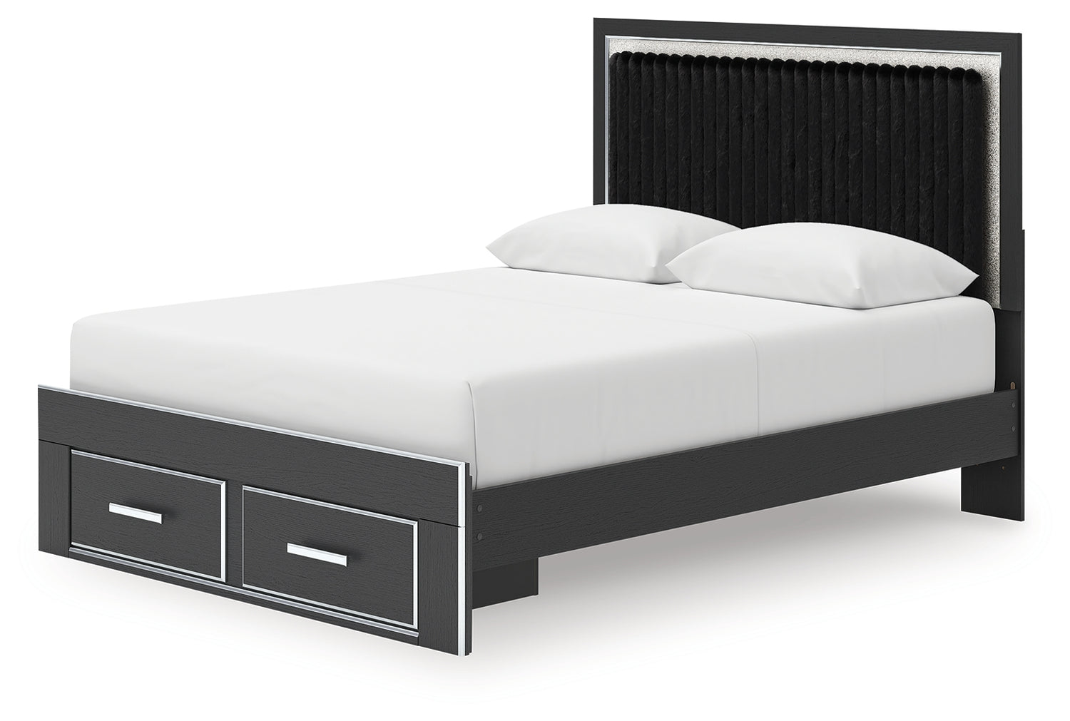 Zuraleus Black Queen Upholstered Panel Storage Bed - PCB3380B4