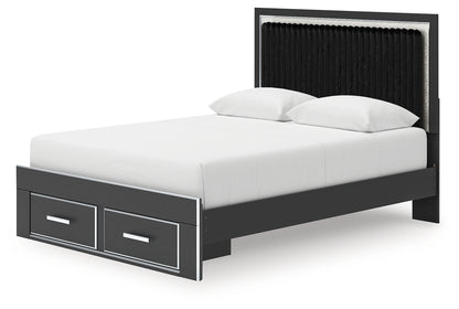 Zuraleus Black Queen Upholstered Panel Storage Bed - PCB3380B4