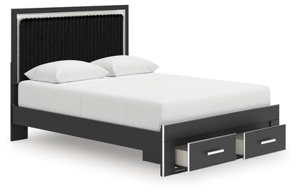 Zuraleus Black Queen Upholstered Panel Storage Bed - PCB3380B4