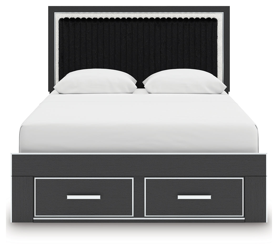 Zuraleus Black Queen Upholstered Panel Storage Bed - PCB3380B4