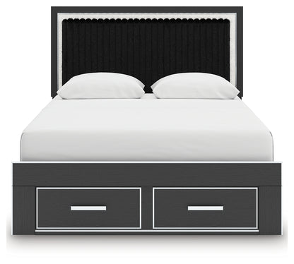 Zuraleus Black Queen Upholstered Panel Storage Bed - PCB3380B4