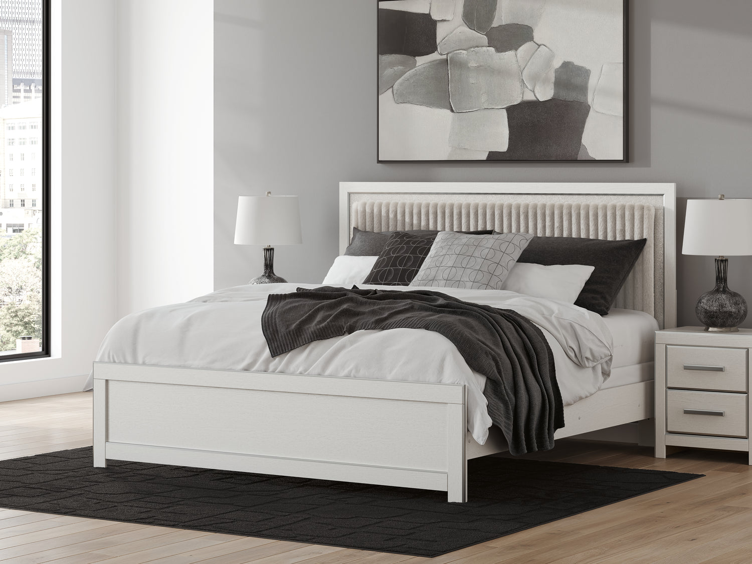 Zuraleus White King Upholstered Panel Bed - PCB3381B10