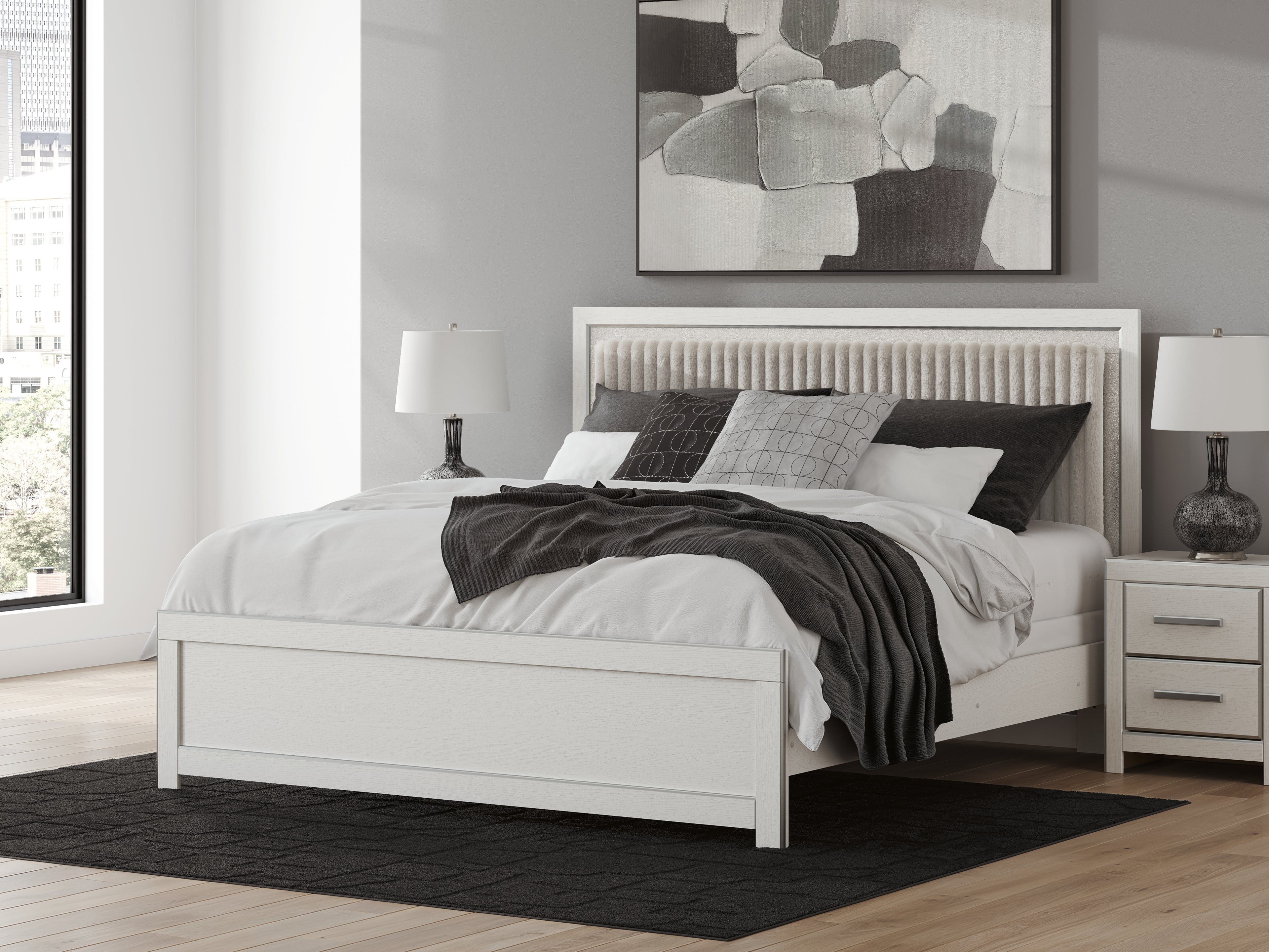 Zuraleus White King Upholstered Panel Bed - PCB3381B10