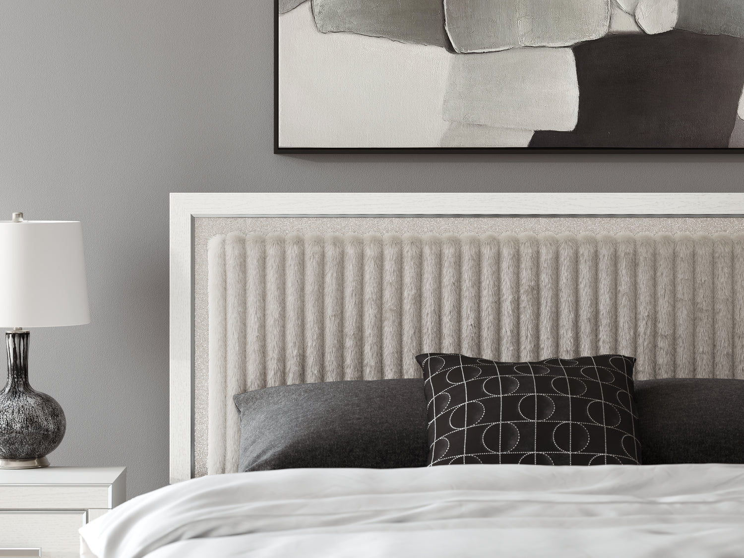 Zuraleus White King Upholstered Panel Bed - PCB3381B8