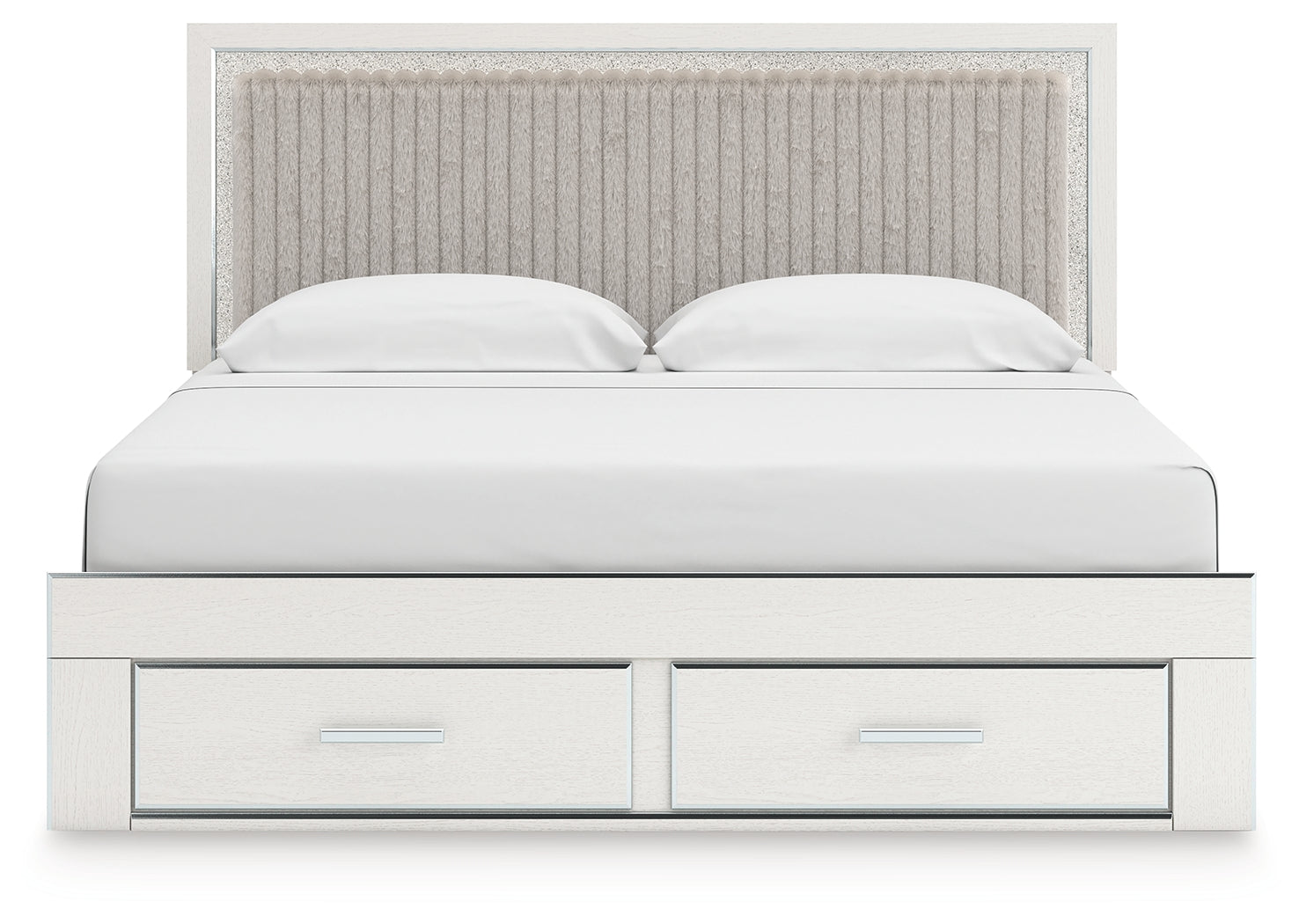 Zuraleus White King Upholstered Panel Storage Bed - PCB3381B9