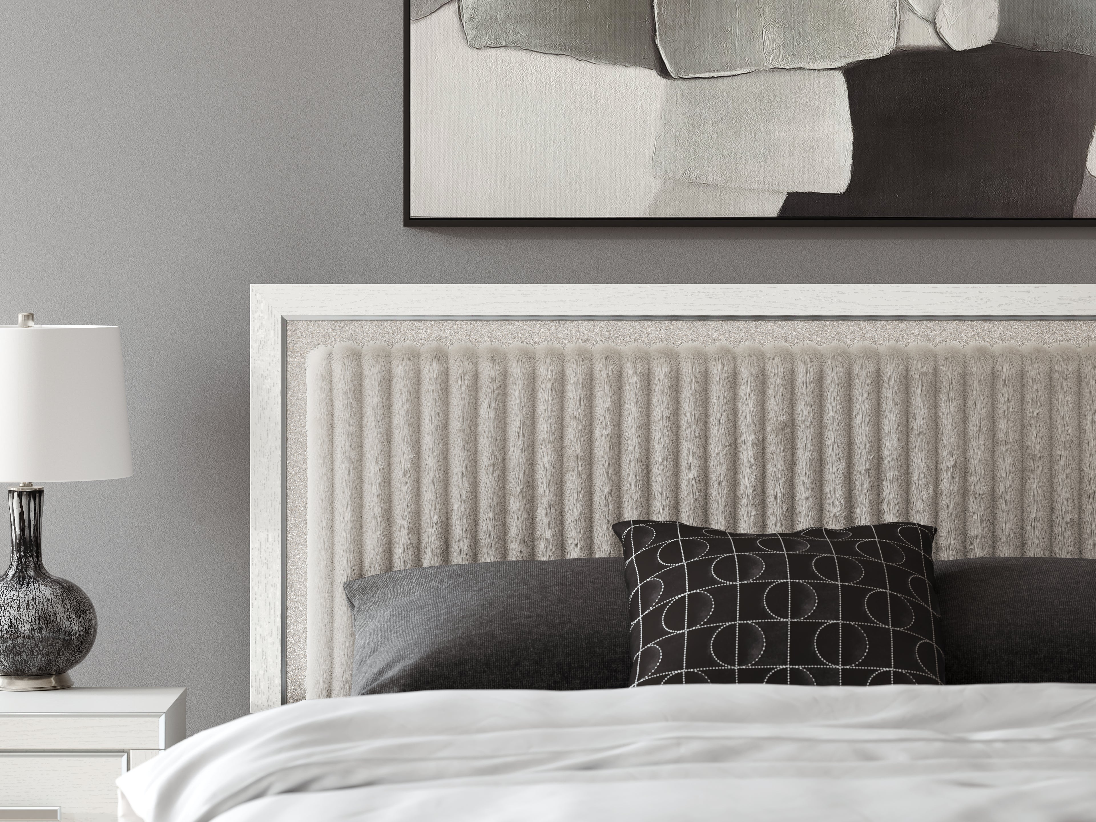 Zuraleus White King Upholstered Panel Storage Bed - PCB3381B9