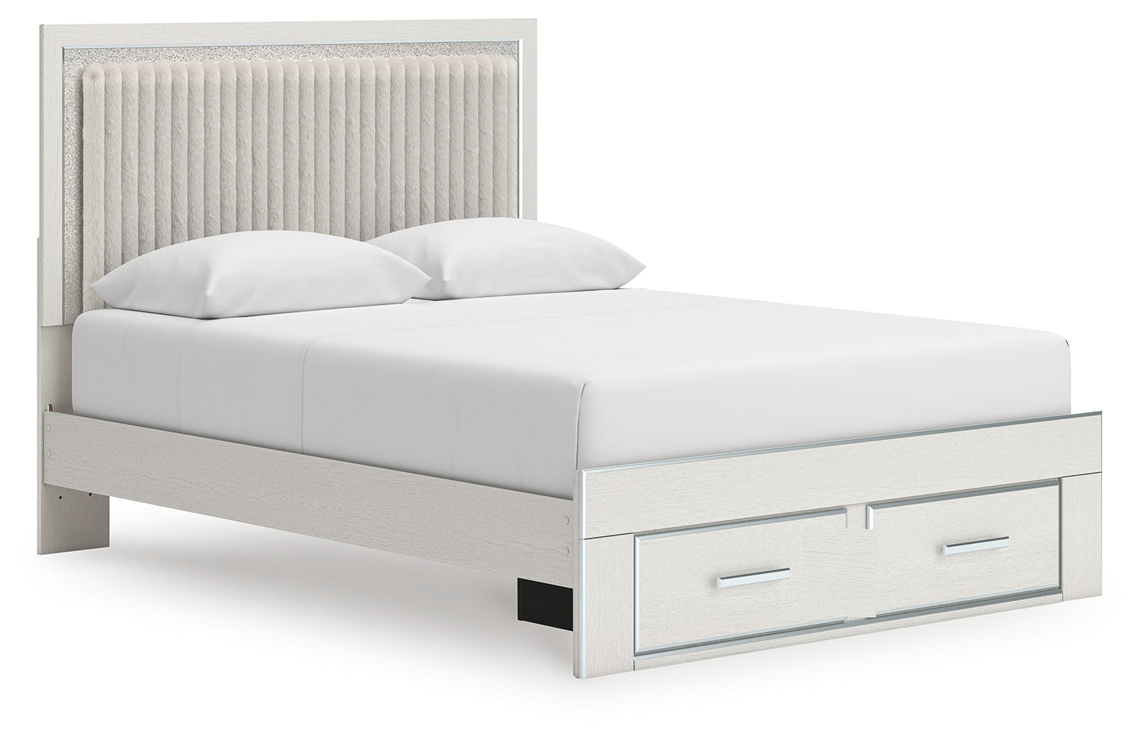 Zuraleus White Queen Upholstered Panel Storage Bed - PCB3381B4