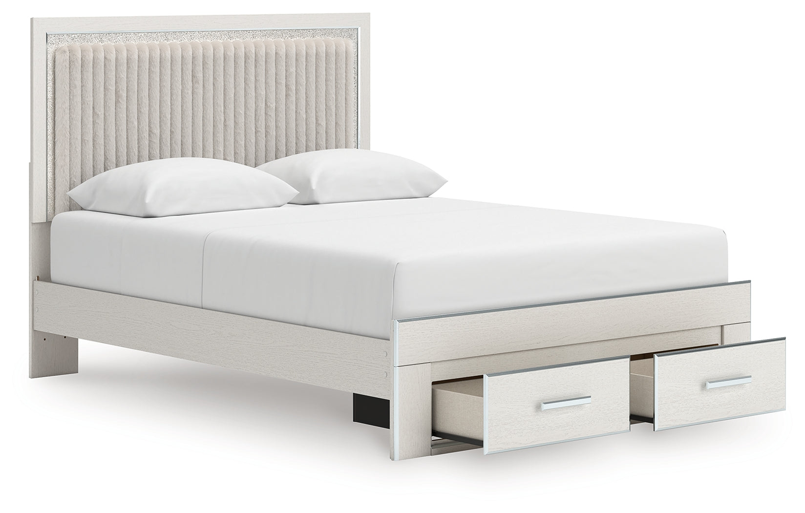 Zuraleus White Queen Upholstered Panel Storage Bed - PCB3381B4