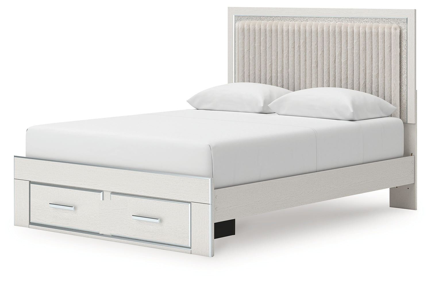 Zuraleus White Queen Upholstered Panel Storage Bed - PCB3381B4