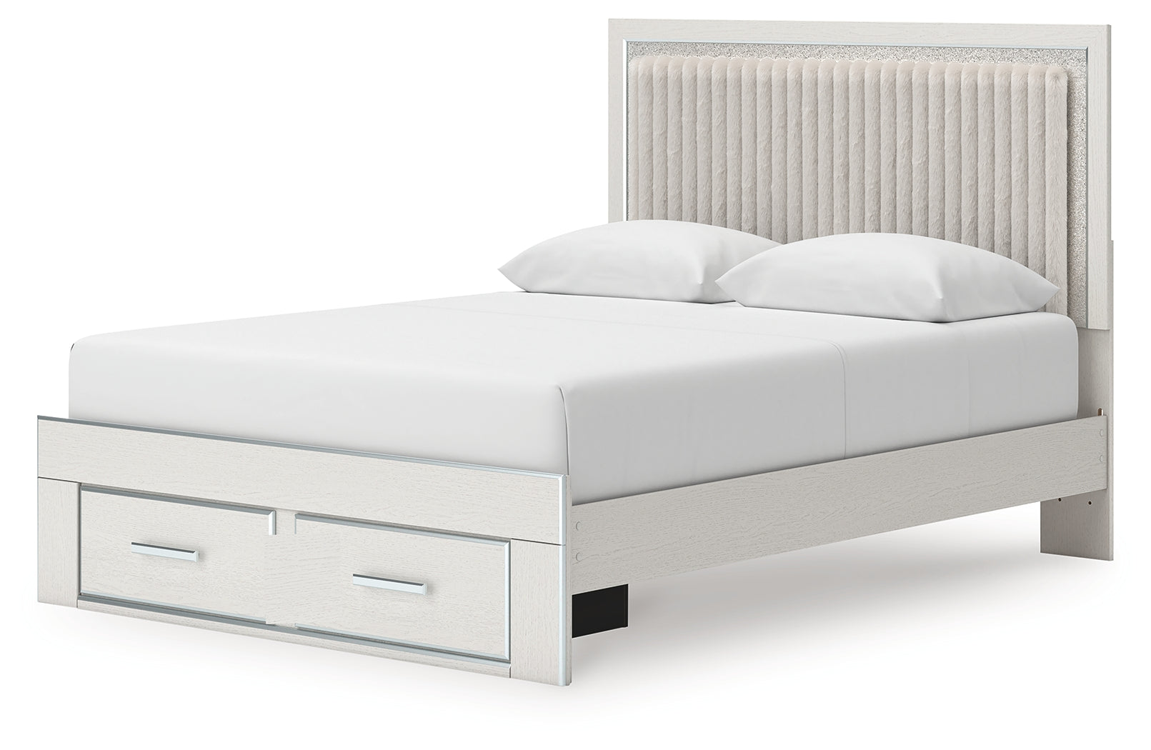 Zuraleus White Queen Upholstered Panel Storage Bed - PCB3381B4