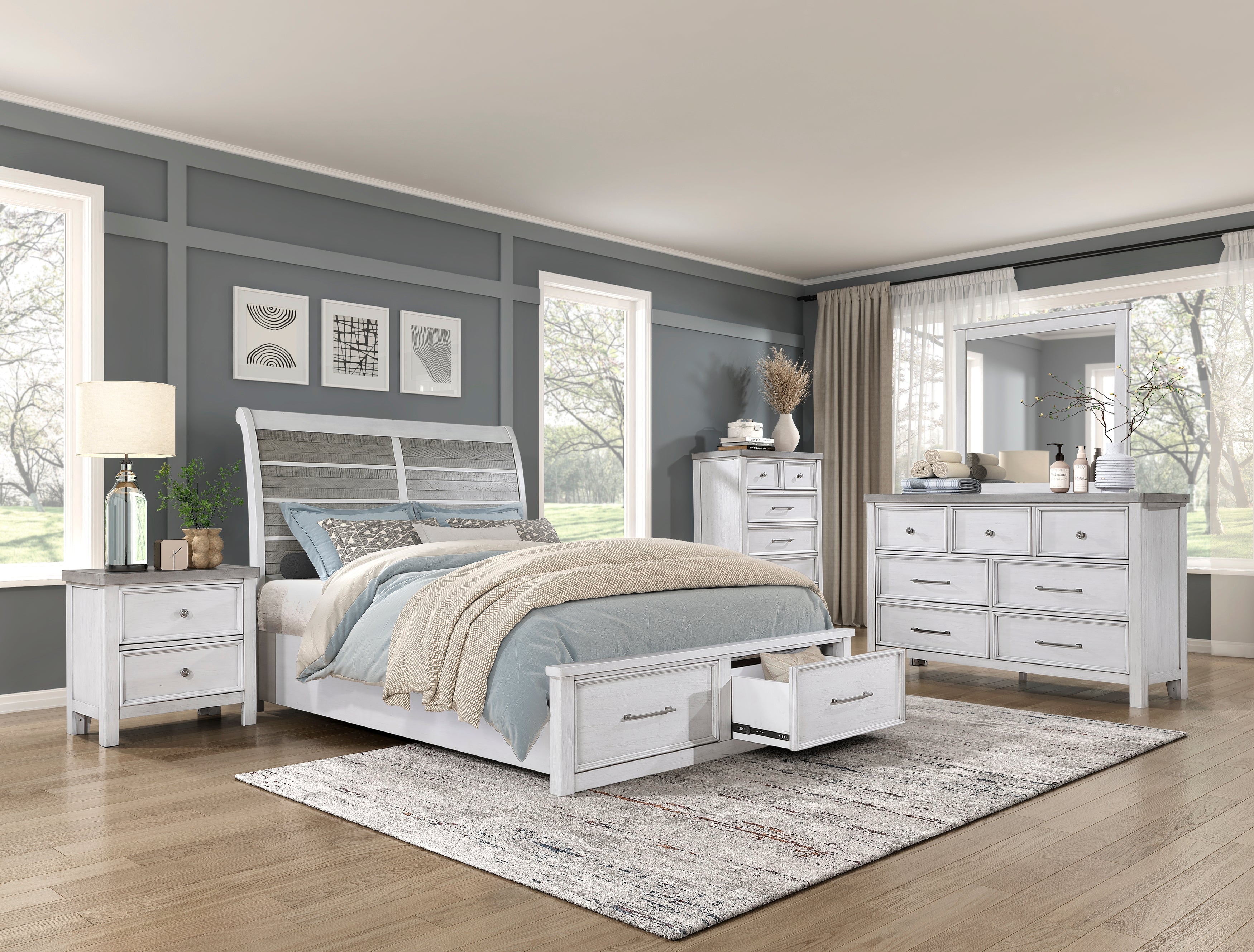 1303K-1EK* (3) Eastern King Platform Bed with Footboard Storage - 1303K-1EK* - Bien Home Furniture &amp; Electronics
