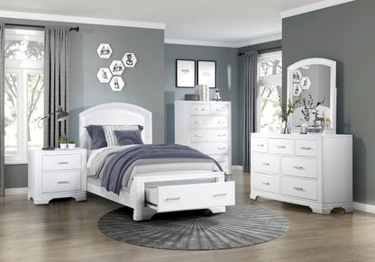 1520WHT-1* (3) Twin Platform Bed with Footboard Storage - 1520WHT-1* - Bien Home Furniture &amp; Electronics