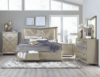 1522K-1EK* (3)K BED W/ FB STRGE &amp; LED, CHAMPAGNE PU PANEL - 1522K-1EK* - Bien Home Furniture &amp; Electronics