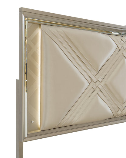 1522K-1EK* (3)K BED W/ FB STRGE &amp; LED, CHAMPAGNE PU PANEL - 1522K-1EK* - Bien Home Furniture &amp; Electronics