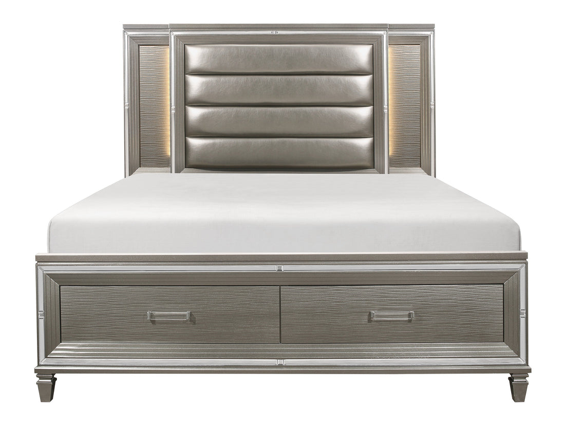 1616-1* (3)Queen Platform Bed with Footboard Storage, LED Lighting - 1616-1* - Bien Home Furniture &amp; Electronics