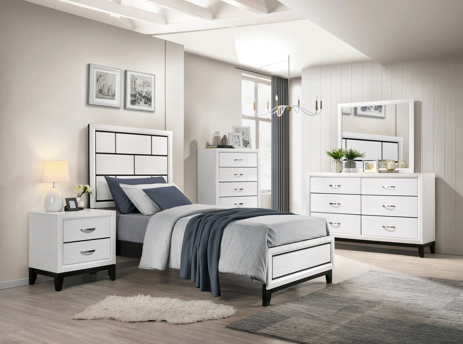 1645WHT-1* (2) Twin Bed - 1645WHT-1* - Bien Home Furniture &amp; Electronics
