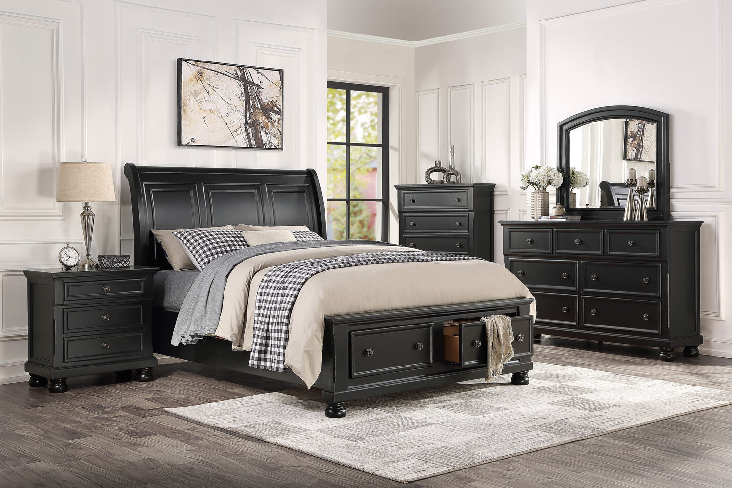 1714KBK-1EK* (3)Eastern King Sleigh Platform Bed with Footboard Storage - 1714KBK-1EK* - Bien Home Furniture &amp; Electronics
