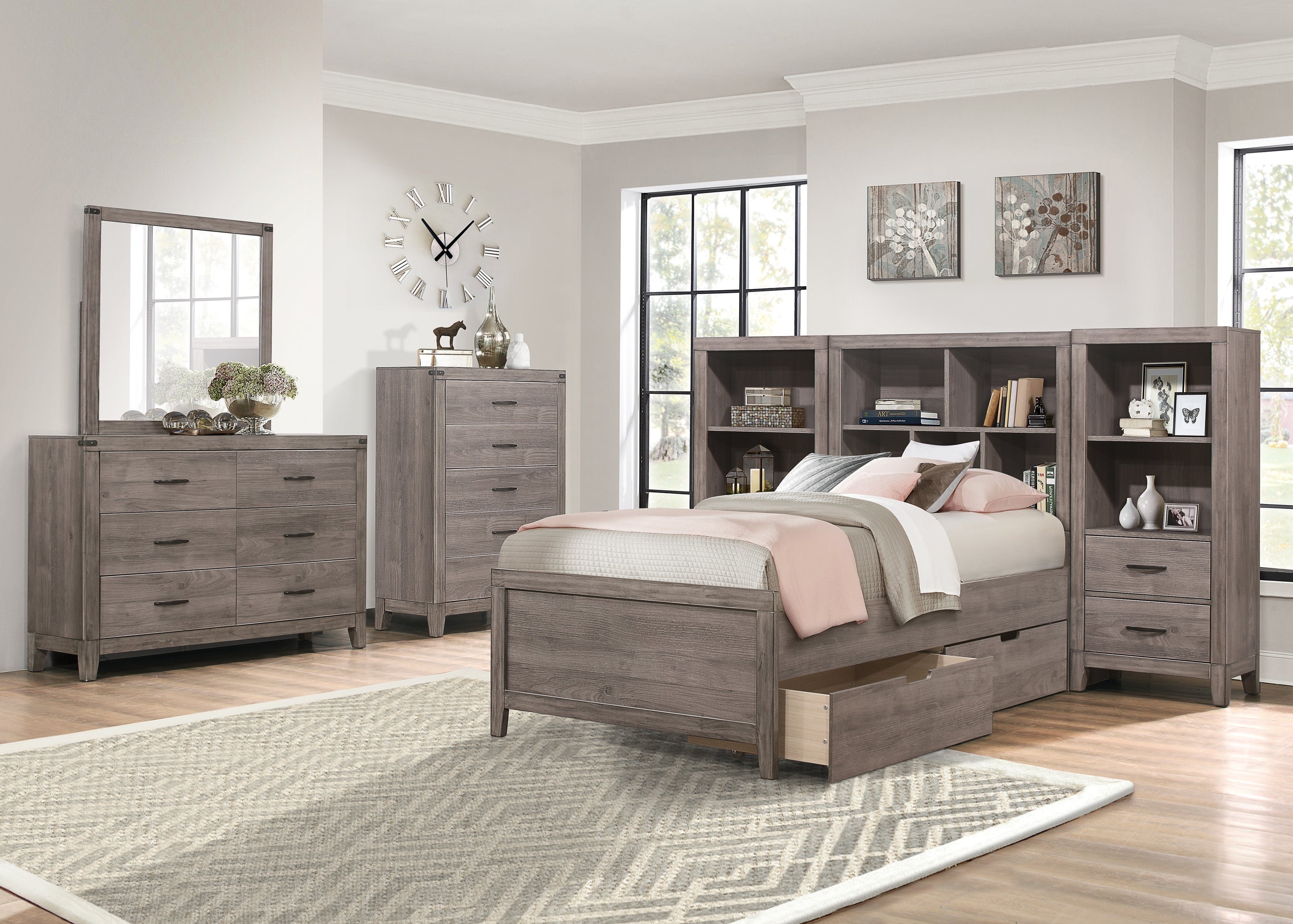 2042NBT*WB 3pc Set Twin Wall Bed (TB+2PNS) - 2042NBT*WB - Bien Home Furniture &amp; Electronics