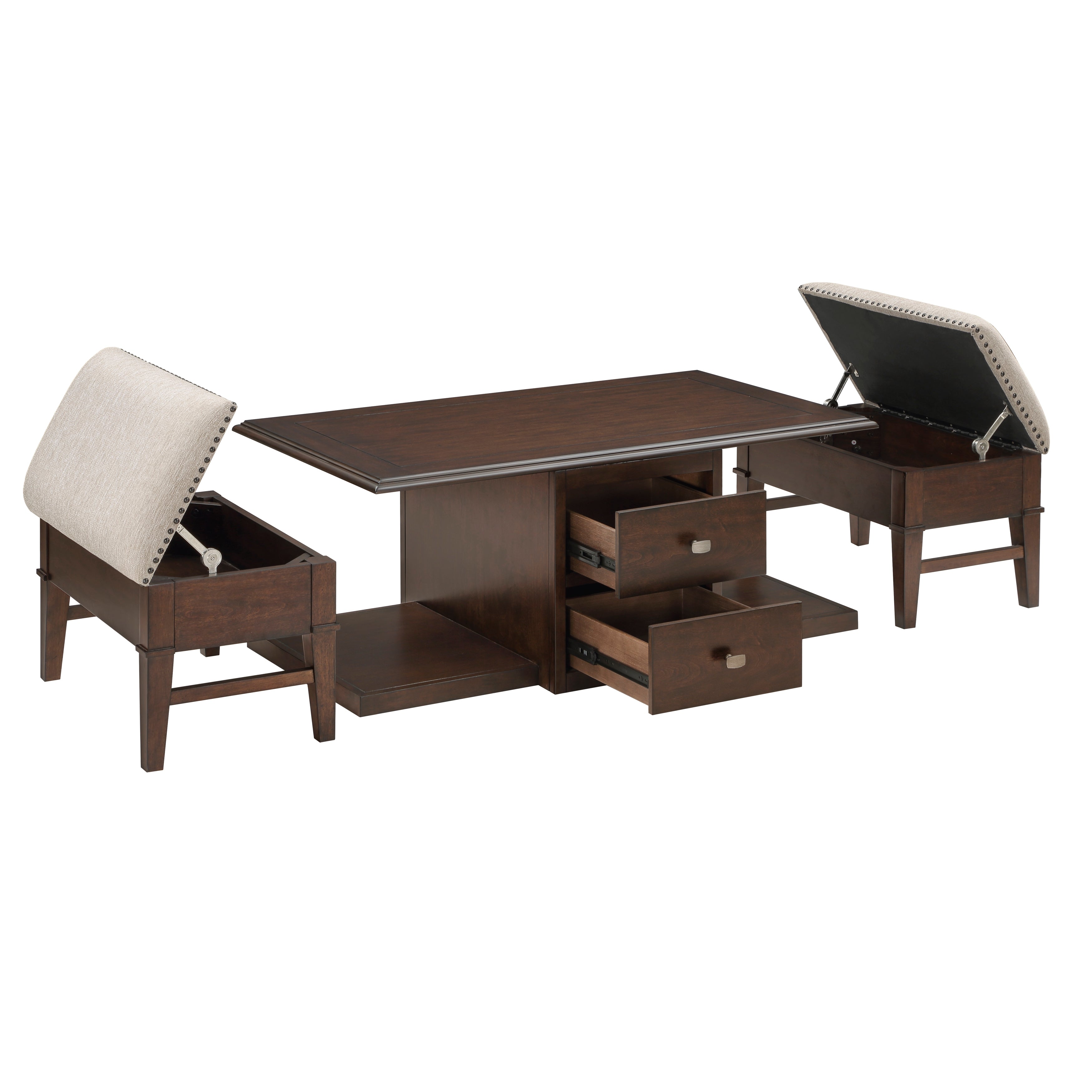 3500-30 Cocktail Table with two Benches - 3500-30 - Bien Home Furniture &amp; Electronics