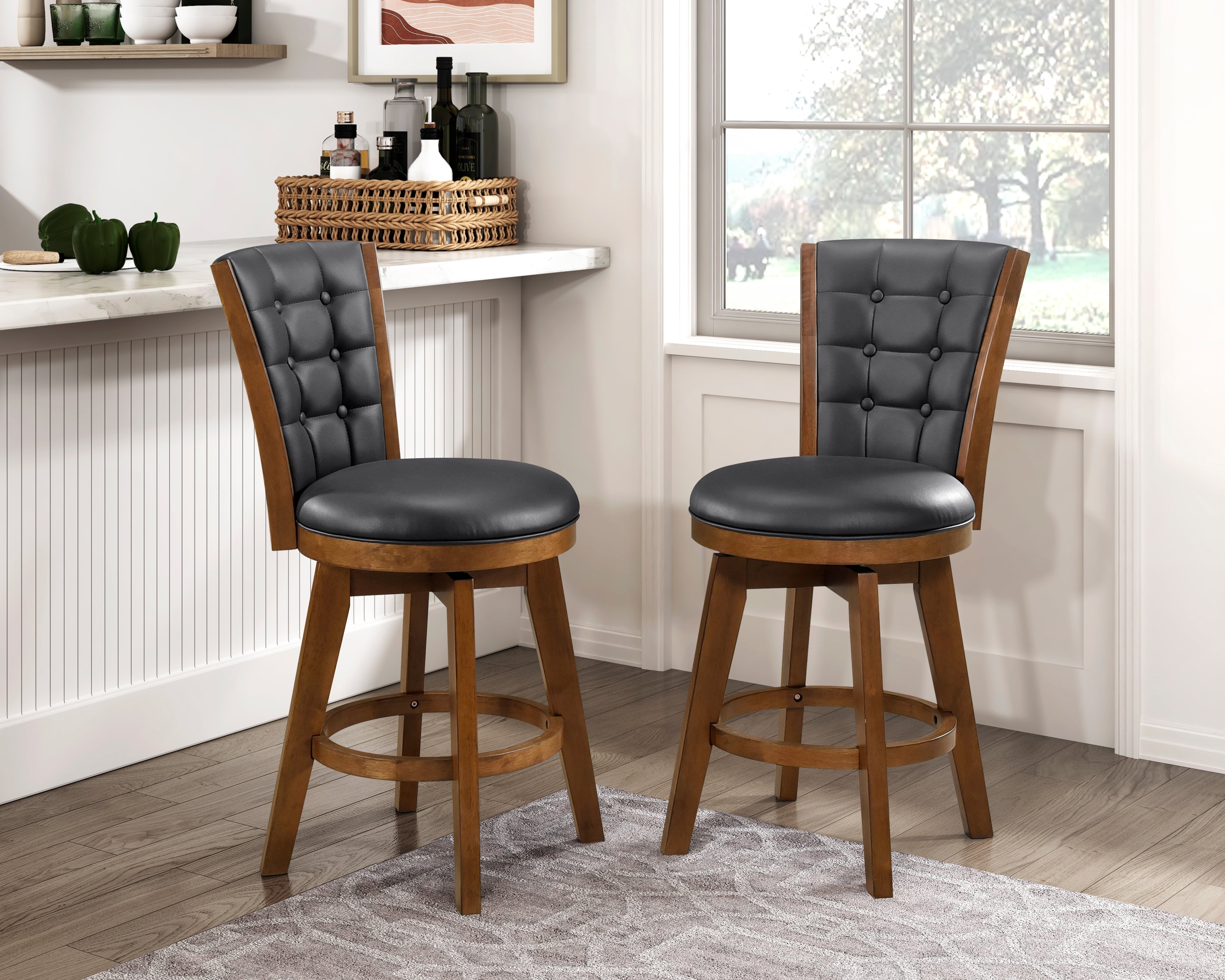 5505-24BKS Swivel Counter Height Chair, Set of 2 - 5505-24BKS - Bien Home Furniture &amp; Electronics