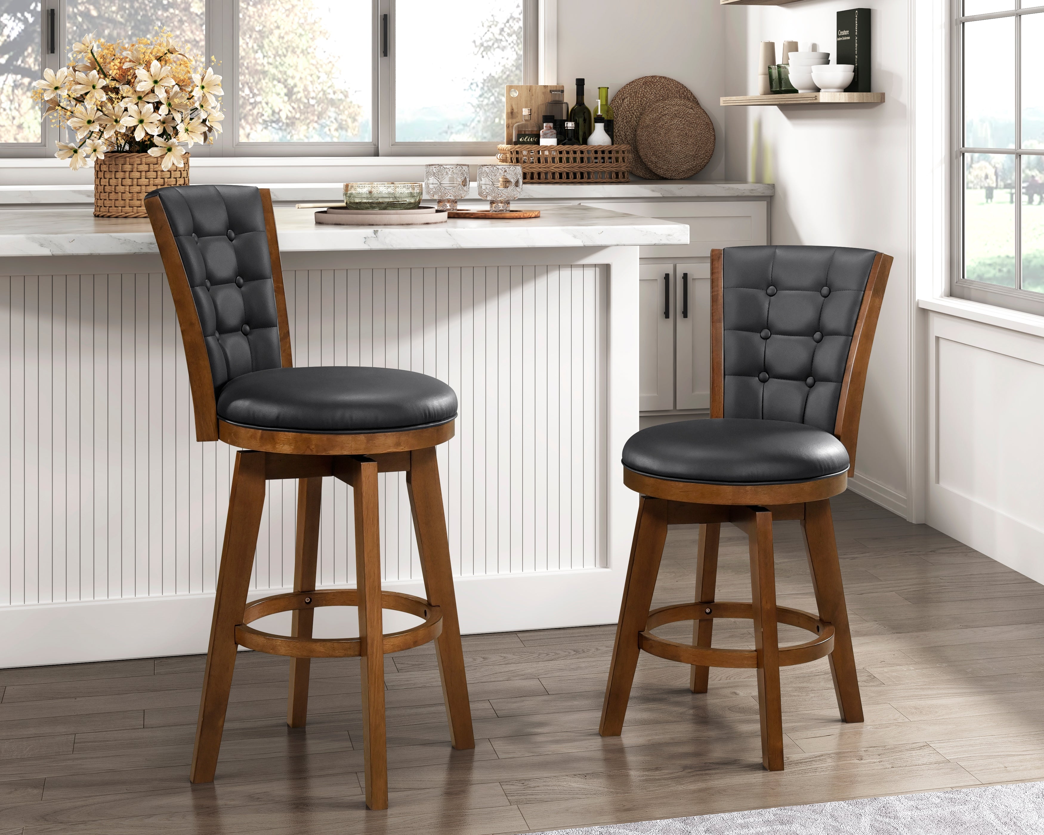 5505-29BKS Swivel Pub Height Chair, Set of 2 - 5505-29BKS - Bien Home Furniture &amp; Electronics