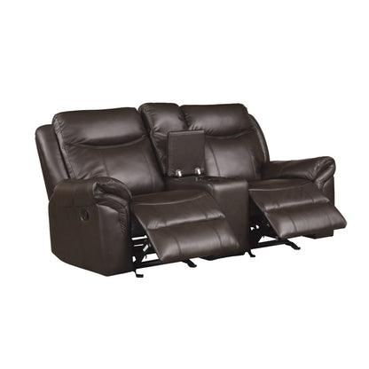 8206BRW-2 Double Glider Reclining Loveseat with Center Console, Receptacles and USB Ports - 8206BRW-2 - Bien Home Furniture &amp; Electronics