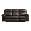 8206BRW-3 Double Reclining Sofa with Center Drop-Down Cup Holders, Receptacles, Hidden Drawer and USB Ports - 8206BRW-3 - Bien Home Furniture & Electronics