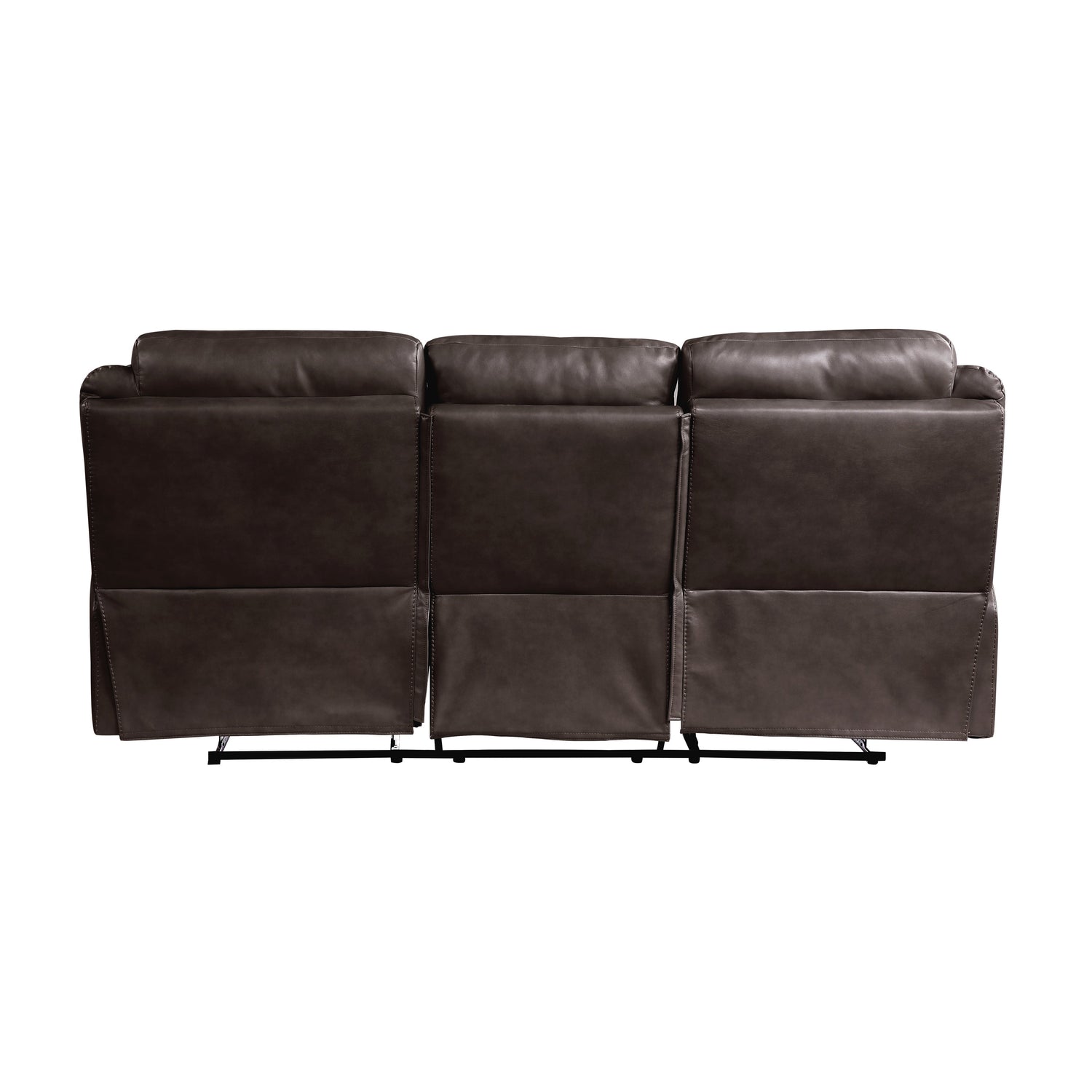 8206BRW-3 Double Reclining Sofa with Center Drop-Down Cup Holders, Receptacles, Hidden Drawer and USB Ports - 8206BRW-3 - Bien Home Furniture &amp; Electronics