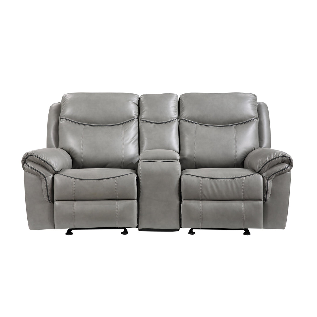 8206GRY-2 Double Glider Reclining Loveseat with Center Console, Receptacles and USB Ports - 8206GRY-2 - Bien Home Furniture &amp; Electronics