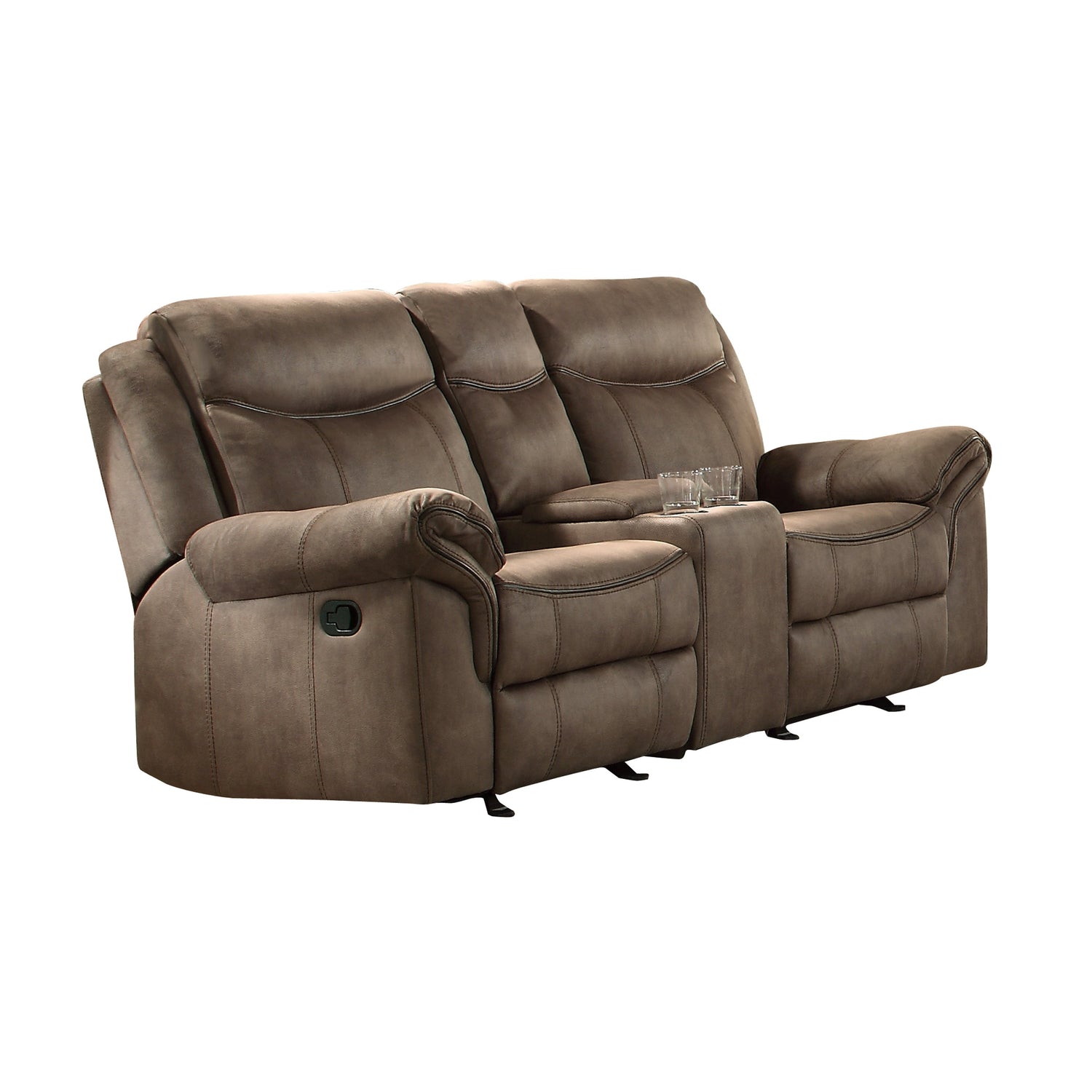 8206NF-2 Double Glider Reclining Loveseat with Center Console, Receptacles and USB Ports - 8206NF-2 - Bien Home Furniture &amp; Electronics