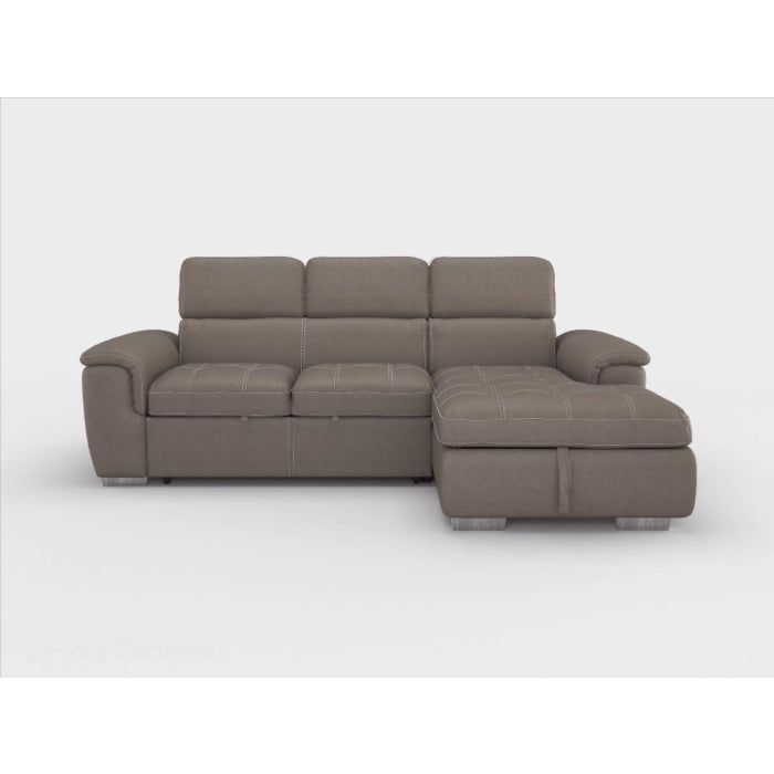 8228GY* (2)2-Piece Sectional with Adjustable Headrests, Pull-out Bed and Right Chaise with Hidden Storage - 8228GY* - Bien Home Furniture &amp; Electronics